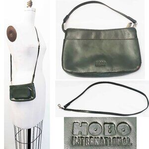Hobo International Womens Dark Green Leather Crossbody Shoulder Bag Mini Purse